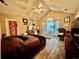 Bright main bedroom featuring high ceilings, a ceiling fan, and lots of natural light at 3048 Dewberry Dr., Conway, SC 29527