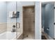 Bright bathroom with a glass-enclosed shower and separate toilet area at 341 Bahama Dr., Murrells Inlet, SC 29576