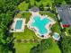 Aerial view of community pool and recreation area at 45 Pinehurst Ln. # 2C, Pawleys Island, SC 29585