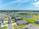 Aerial view showing houses next to a street and a pond at 506 Hogwart Ln., Longs, SC 29568
