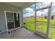 Enclosed patio space featuring an entry to the backyard and view of the lawn and pond at 506 Hogwart Ln., Longs, SC 29568