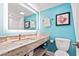 Contemporary bathroom featuring a vanity with a modern sink, commode and decor at 7200 N Ocean Blvd. # 222, Myrtle Beach, SC 29572