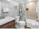 Cozy bathroom offers a shower-tub combo and sea-themed shower curtain at 213 Westleton Dr. # 16-D, Myrtle Beach, SC 29572