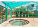 Relaxing hot tub under an enclosure with palm trees visible behind the transparent structure at 223 Maison Dr. # 14D, Myrtle Beach, SC 29572
