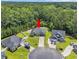 This aerial view highlights the home's location within a Gathering-friendly cul-de-sac at 321 Sanctuary Ct., Myrtle Beach, SC 29588