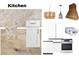 Kitchen design board showcasing cabinets, appliances, countertops and flooring at 3619 Allentown Dr., Conway, SC 29526
