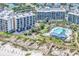 An aerial view of the condo buildings and community pool near the beach at 741 Retreat Beach Circle # B-1-A, Pawleys Island, SC 29585