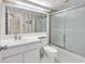 Clean bathroom featuring a glass-enclosed shower and a white vanity with sink at 741 Retreat Beach Circle # B-1-A, Pawleys Island, SC 29585