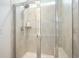 Modern shower with glass enclosure, rainfall showerhead, built in shelving and bench at 775 Harrison Mill St., Myrtle Beach, SC 29579