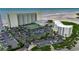 Beautiful aerial view of an oceanfront resort complex featuring tennis courts, pools, and ample parking at 9400 Shore Dr. # 617, Myrtle Beach, SC 29572