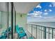Relax on the balcony with seating, and panoramic views of the ocean at 9400 Shore Dr. # 617, Myrtle Beach, SC 29572