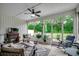 Inviting screened porch with a fireplace, comfortable seating, and backyard views at 101 Karlie Ln., Aynor, SC 29511