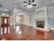 Elegant living room with fireplace, hardwood floors, and detailed trim at 1613 James Island Ave., North Myrtle Beach, SC 29582