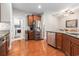 Kitchen with stainless steel appliances and hardwood floors at 2010 Chattooga Ct., Myrtle Beach, SC 29588
