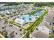 An aerial view of the community pool, showcasing its large swimming area, seating, and surrounding recreational facilities at 2882 Ophelia Way, Myrtle Beach, SC 29577