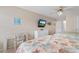 Comfortable bedroom with two beds, a desk and a wall-mounted TV at 503 20Th Ave. N # 29-C, North Myrtle Beach, SC 29582