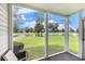 Relaxing screened patio showcases a serene pond and lush green landscape at 537 White River Dr. # 17C, Myrtle Beach, SC 29579