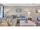 Comfortable living room featuring a sectional sofa, decorative pillows, and coastal-themed decor at 627 Waterway Village Blvd. # 8E, Myrtle Beach, SC 29579