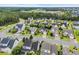 Aerial view showcases a home within a serene neighborhood, surrounded by lush trees and well-maintained streets at 760 Carolina Farms Blvd., Myrtle Beach, SC 29579