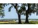 Scenic view of waterfront property through moss-draped trees under a blue sky at 951 Herriott Farms Dr., Georgetown, SC 29440