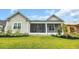 Beautiful backyard view featuring manicured lawn, landscaping and a screened patio attached to the house at 1024 Pochard Dr., Conway, SC 29526