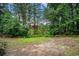 View of backyard bordered by trees with glimpses of a red structure visible through the foliage at 1120 Fairway Ln. # 1120, Conway, SC 29526