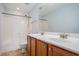 Bathroom with a double sink vanity, large mirror, tub/shower combination, and tile flooring at 1120 Fairway Ln. # 1120, Conway, SC 29526