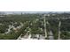 Aerial view of a residential area with tree-lined streets near the distant cityscape and waterfront at 12 Century St. # 12, Myrtle Beach, SC 29577