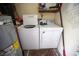 This laundry room has a washer and dryer with the water heater right next to it at 12 Century St. # 12, Myrtle Beach, SC 29577