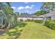 This backyard features privacy fencing, an expansive green lawn, and mature landscaping for quiet enjoyment at 1208 Trisail Ln, North Myrtle Beach, SC 29582