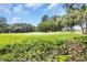 Scenic view of the meticulously maintained golf course with lush green fairways and mature trees in the background at 139 Olde Canal Loop, Pawleys Island, SC 29585