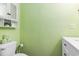 Simple bathroom featuring a toilet, cabinet, and a bright green wall at 1416 Edge Dr., North Myrtle Beach, SC 29582