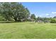 Large, grassy backyard featuring mature trees and a playground in the distance, perfect for outdoor activities at 169 Ole Maple St., Loris, SC 29569
