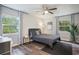 Bedroom with two windows, ceiling fan and modern decor at 1930 Lake View Circle, Myrtle Beach, SC 29575