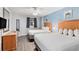 Bright bedroom with two queen beds, ceiling fan and coastal decor provides comfortable lodging at 2201 S Ocean Blvd. # 103, Myrtle Beach, SC 29577