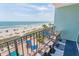 Relaxing beach and pool view from a balcony with seating, perfect for enjoying the outdoors and ocean views at 2311 S Ocean Blvd. # 437, Myrtle Beach, SC 29577