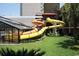 Fun colorful water slides with lush landscaping, adding an exciting element to the outdoor activities at 2311 S Ocean Blvd. # 437, Myrtle Beach, SC 29577