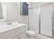 Contemporary bathroom features a glass shower, vanity, and decorative fixtures at 236 Palm Cove Circle, Myrtle Beach, SC 29588
