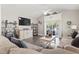 Comfortable living room with a large sectional couch, TV, and sliding glass doors to outdoor patio at 236 Palm Cove Circle, Myrtle Beach, SC 29588