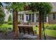 Inviting porch swing in a backyard setting, framed by lush greenery and a charming home at 28 Grey Moss Rd., Murrells Inlet, SC 29576
