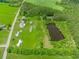 Aerial view of several houses, pond, open fields and lush green trees at 2829 Highway 129, Galivants Ferry, SC 29544