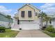 Charming yellow two-story home with a white garage, black shutters and well-manicured lawn at 294 Splendor Circle, Murrells Inlet, SC 29576