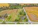 Picturesque aerial shot of a rural property with fields and mature trees, showcasing the surrounding landscape at 3930 West Marion St., Mullins, SC 29574