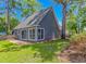 Backyard featuring a well-maintained lawn, patio, and sliding glass doors, perfect for outdoor enjoyment and entertaining at 4532 Spyglass Dr., Little River, SC 29566