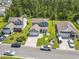 Aerial view showcasing a well-maintained neighborhood with manicured lawns, and mature trees at 597 Heritage Downs Dr., Conway, SC 29526