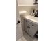 Compact bathroom with a modern sink, cabinet, and neutral tile at 610 Hibiscus Ave. # 610, Myrtle Beach, SC 29577