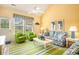 Bright living room features vaulted ceilings, floral sofas, and plenty of light at 6172 Catalina Dr. # 414H, North Myrtle Beach, SC 29582