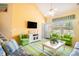 Relaxing living room features vaulted ceilings, plush seating, and bright decor at 6172 Catalina Dr. # 414H, North Myrtle Beach, SC 29582