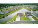 Aerial view of a residential community featuring well-maintained homes and scenic water features at 668 Rycola Circle, Surfside Beach, SC 29575