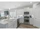 Stylish kitchen with stainless steel appliances, white cabinets, and a convenient breakfast bar at 668 Rycola Circle, Surfside Beach, SC 29575